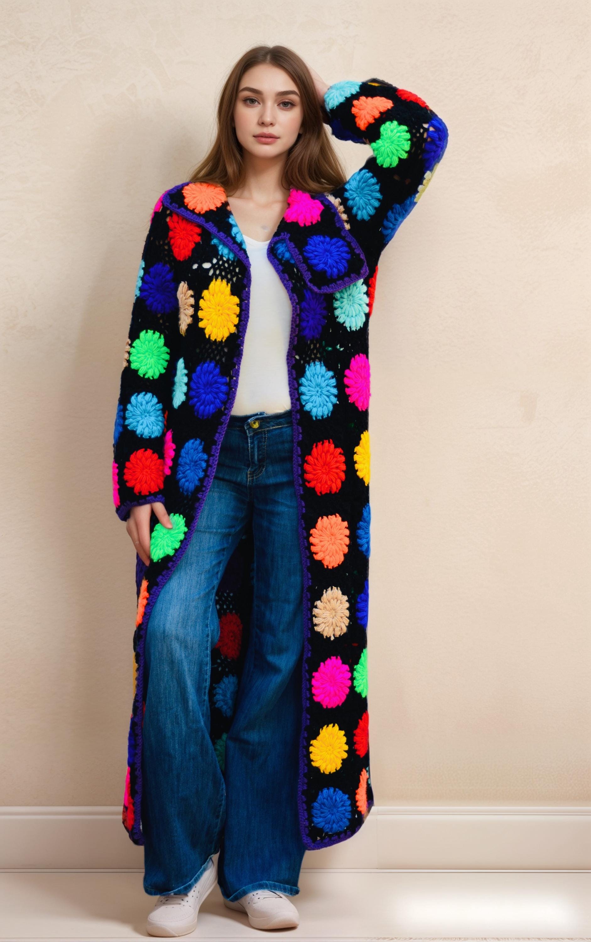 Boho Coat, Long Coat, Warm Coat, Colorful Coat, Women's Coat, Birthday ...