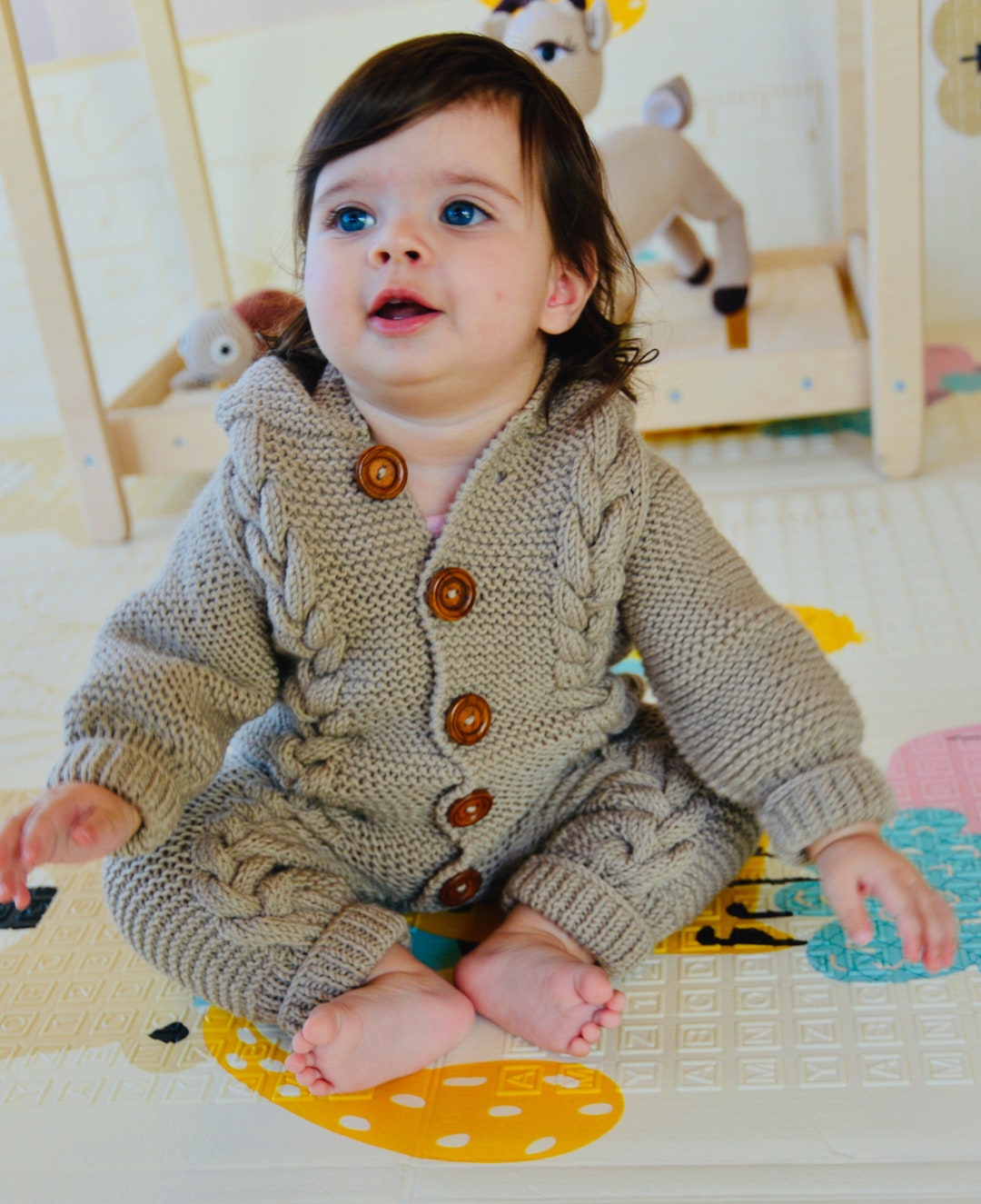 Knitted Baby Romper, Organic Baby Romper, Handmade Baby Romper, Hand Knit Baby Jumpsuit Etsy