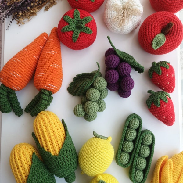 Crochet toys for Kids , Stuffed toys toddler , Crochet play food set, Vegetable set, Fruit set, Fruit toys, Vegetable toys Baby, Baby gift
