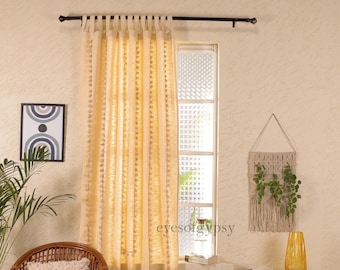 Natural Handmade Tassels One Panel Curtain Fringes Curtain Door Curtain Bohemian Curtains Window Curtain Boho Curtain Bedroom Curtain