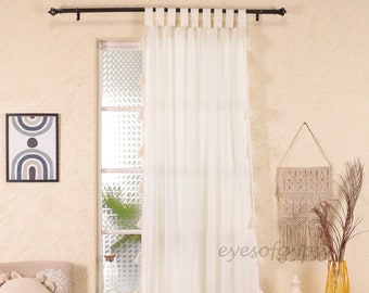 Organic White Curtain | Living Room Curtain |Semi Sheer Curtain|Bedroom Door Curtain | Custom Size Curtain|Window Curtain |One Panel Curtain