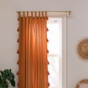 Honey Handmade Tassels One Panel Curtain Terracotta Fringes Curtain Window Curtain Boho Curtain Bohemian Window Curtain Bedroom Door Curtain