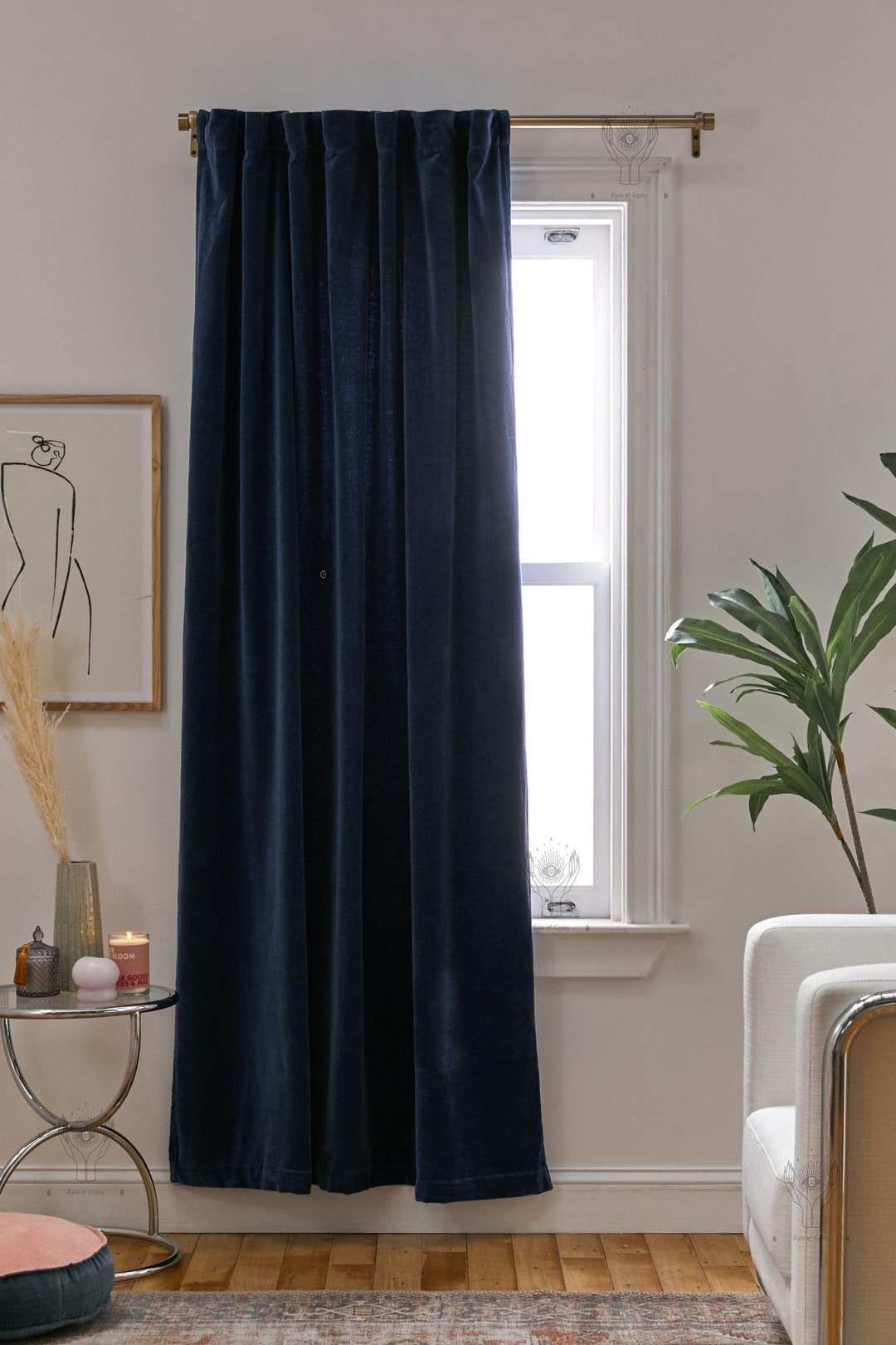 Navy Blue Velvet Curtain Extra Long Curtains Drapes for Living Room