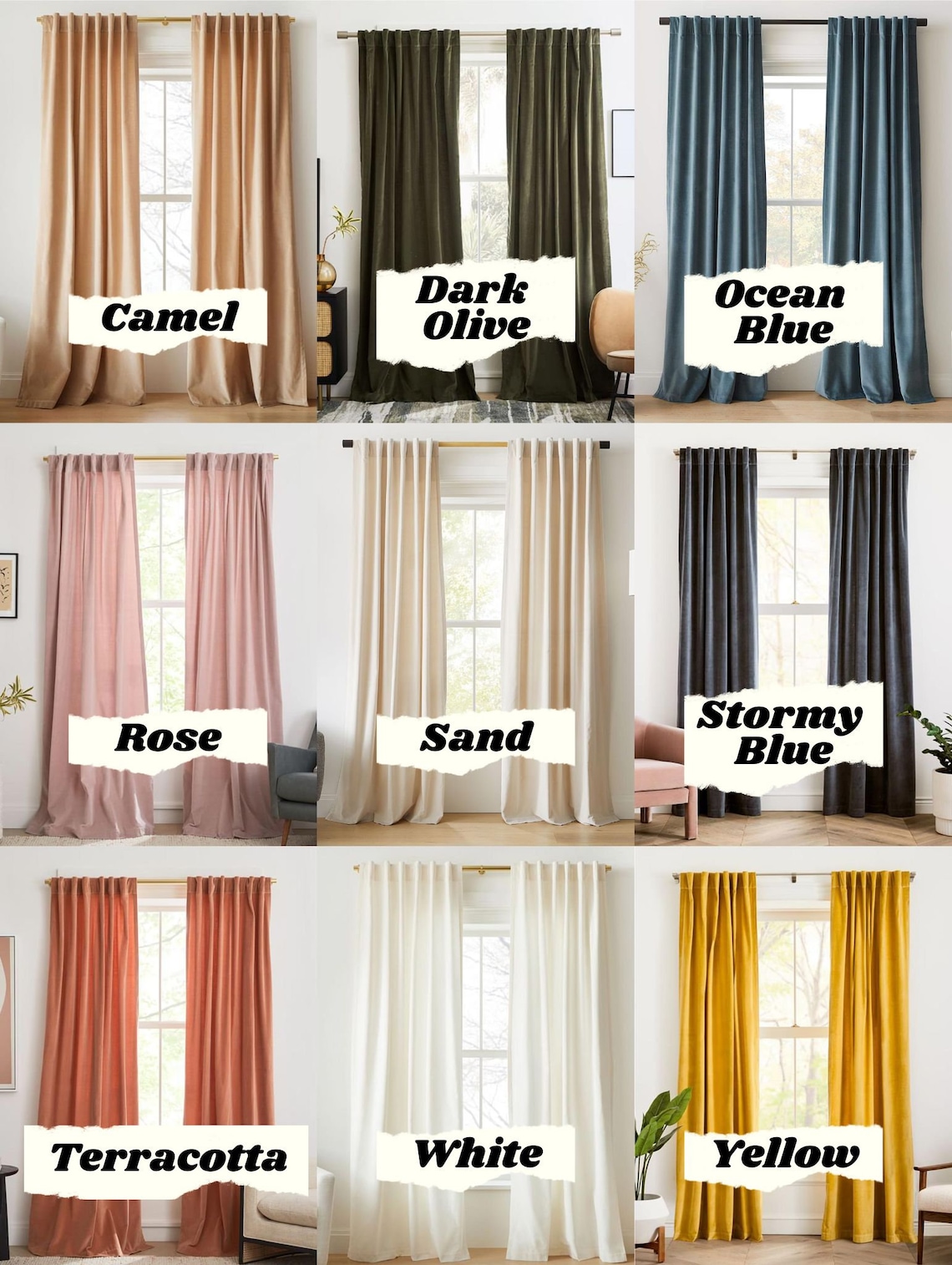 Camel Velvet Curtain One Panel Handmade Boho Curtains Curtain Etsy