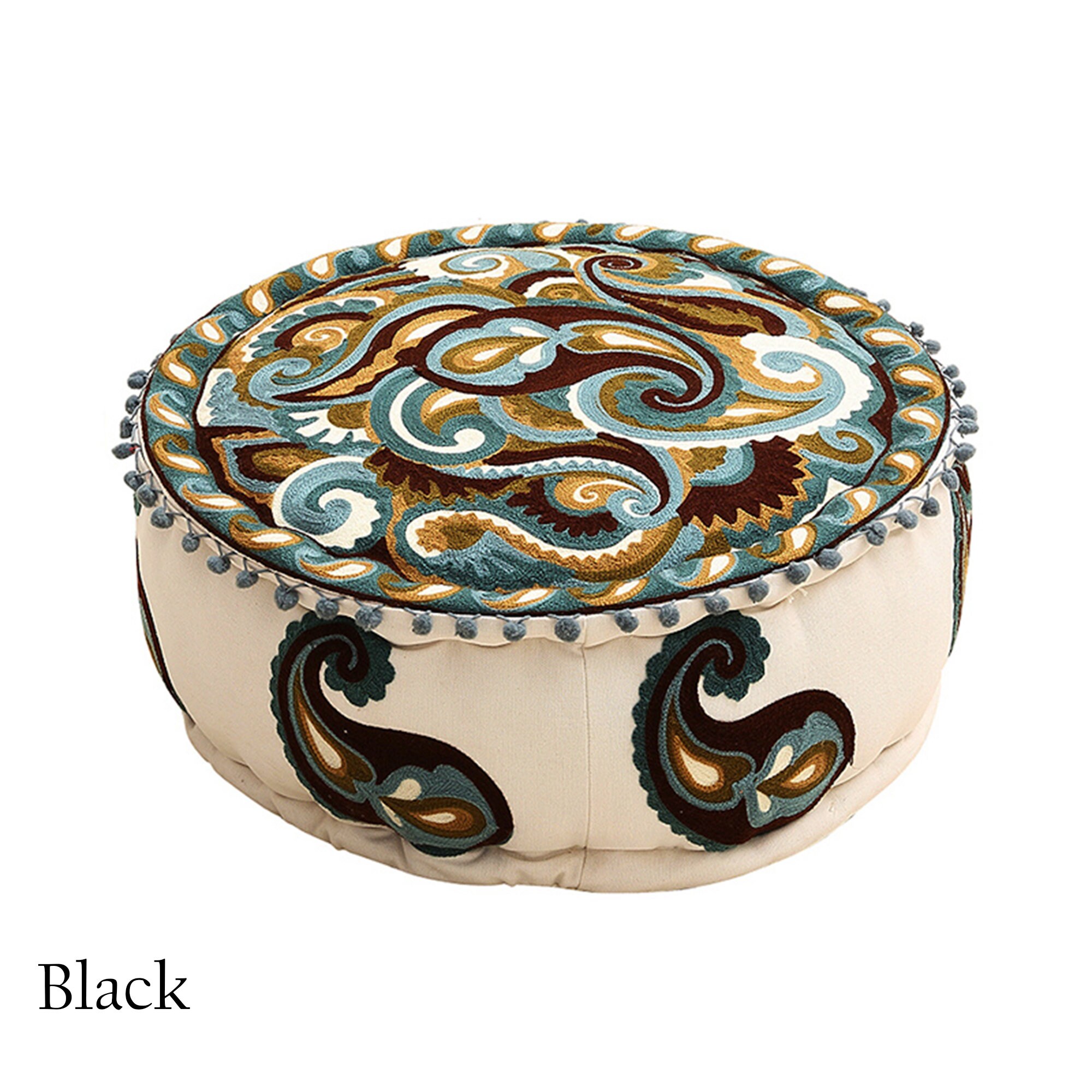 Bohemian Pouf Ottoman Cover Luxury Artisan Room Décor Pouffe Etsy