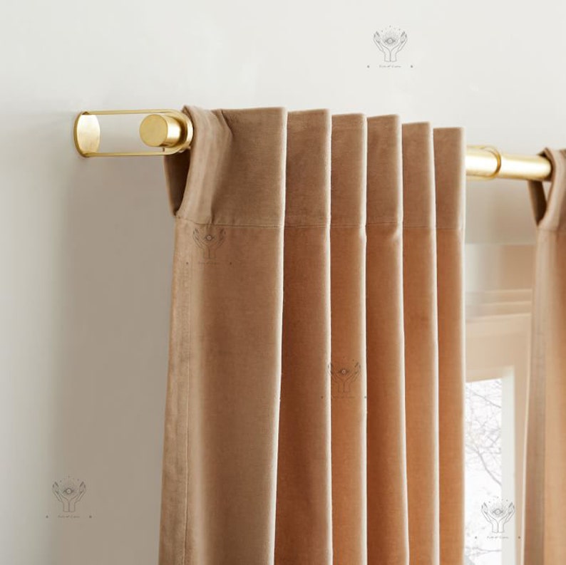 Camel Velvet Curtain One Panel Handmade Boho Curtains Curtain Etsy