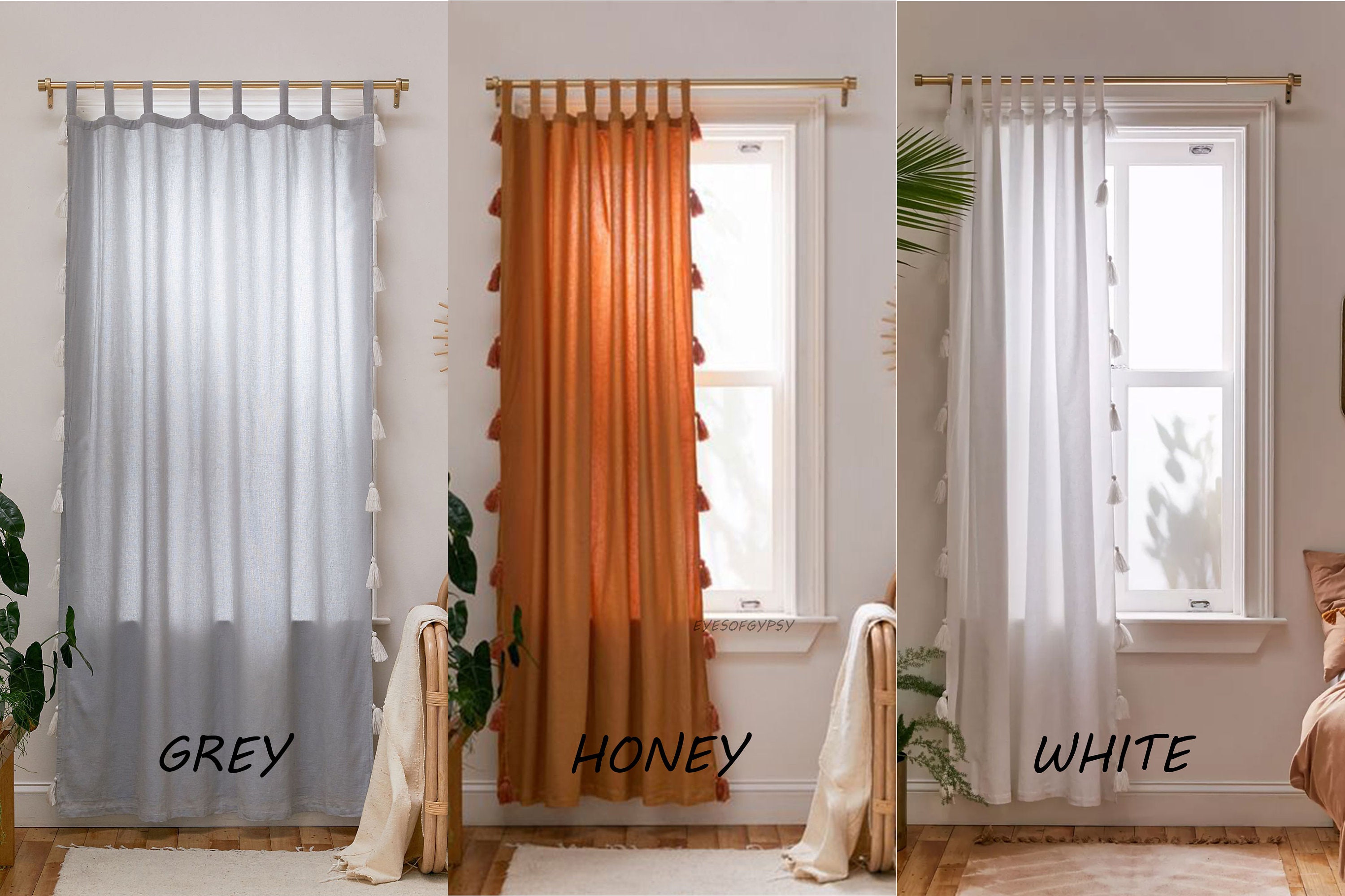 Honey Handmade Tassels One Panel Curtain Terracotta Fringes Etsy