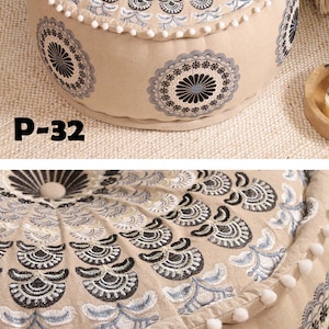 STUFFED Ottoman pouf Indian Embroidery Handmade pouf Footstool Christmas Gift Floor-pouf storage stool Decorative Ottoman Floor pouf P-32
