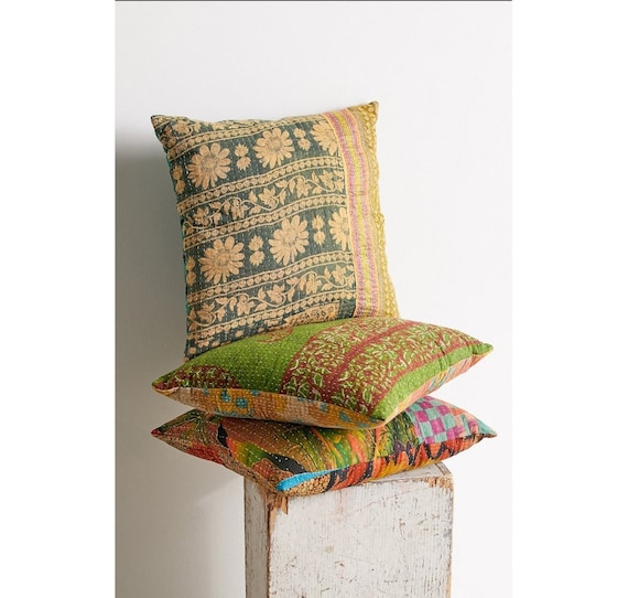 Extra large decorative throw pillows handmade kantha pillows for couch