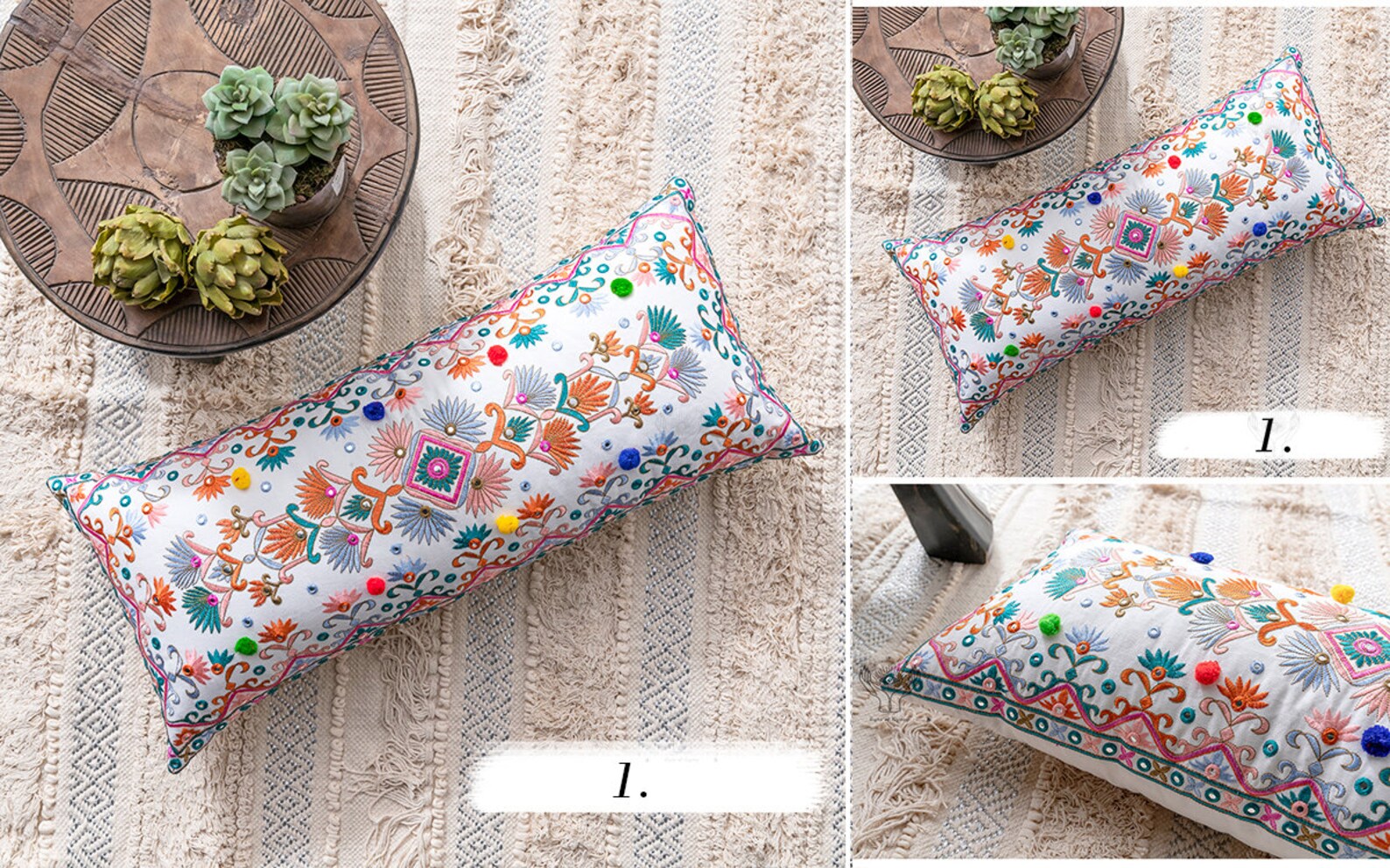 Bohemian Lumbar Throw Pillow Cover Textured Woven Lumbar Etsy