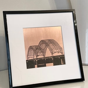 Memphis Bridge on Copper 5” framed