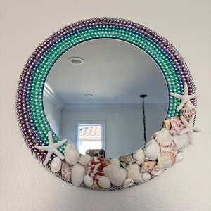 Seashell Mirror: Handmade Pearl  Shell Coastal Decor