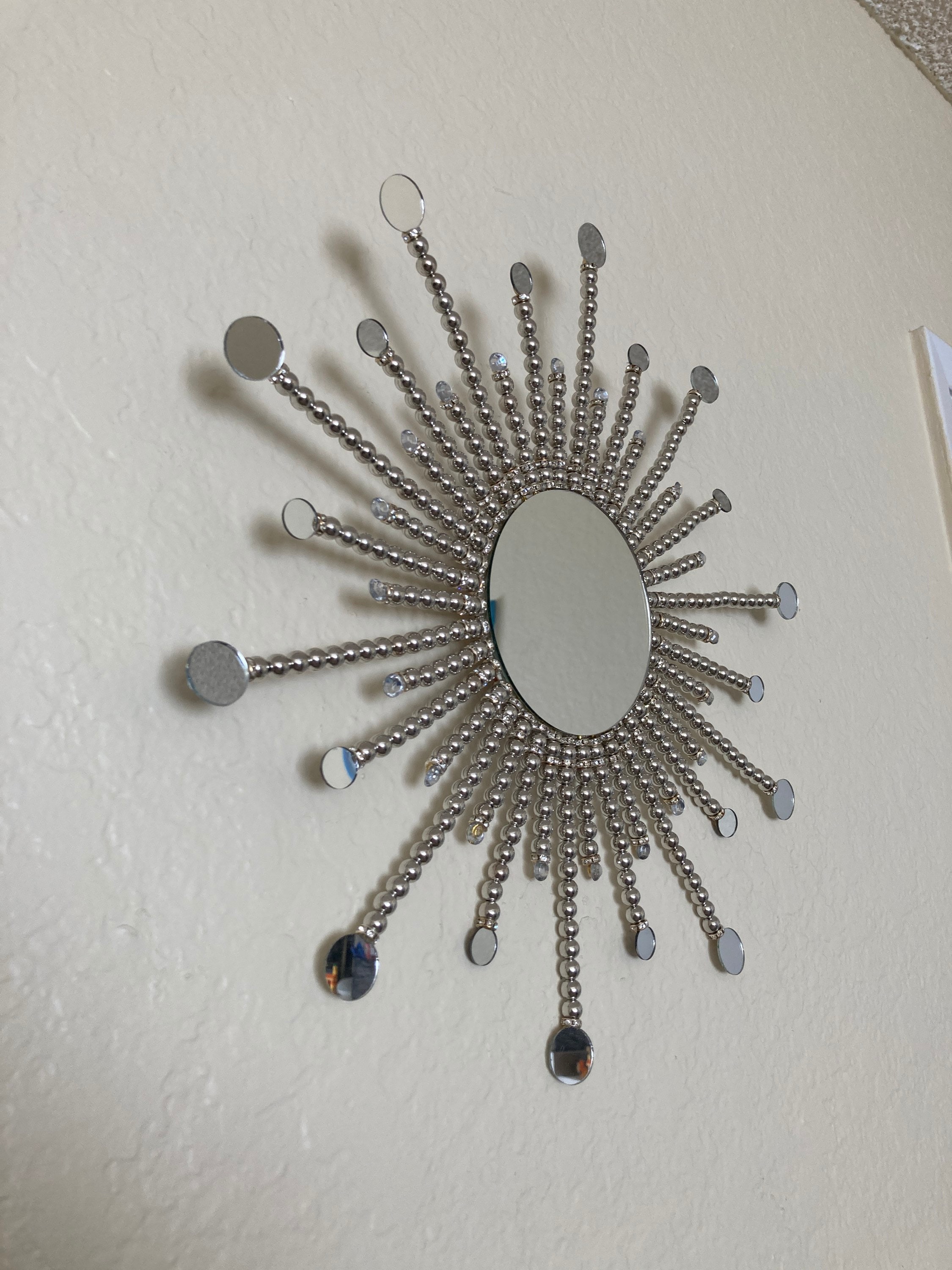 15'' Silver Sunburst Pearl Wall Decor/sunburst Mirror