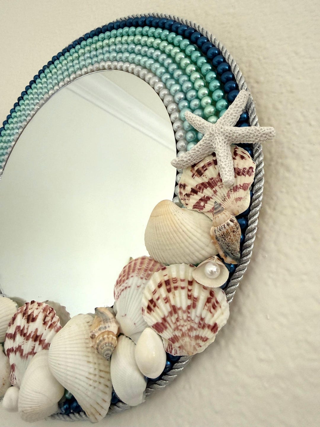 12” Seashell Mirror Handmade Pearl & Shell Coastal Decor - Etsy