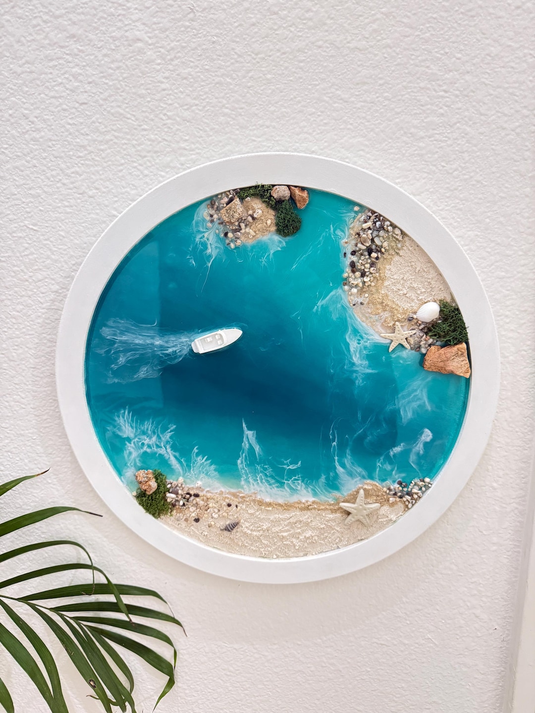 16” Beach Resin Art | Ocean Wall Decor | Coastal Home | Handmade ...