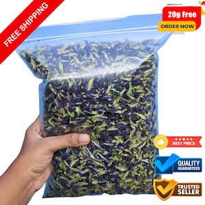 Butterfly Pea Flower Dried Clitoria Ternatea| Premium Quality 100% Pure Organic Flowers Healthy Drink NON GMO Natural Ceylon Herbal Blue Tea