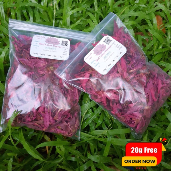 Red Lotus Flower | Organic Dried Flowers | Nymphaea rubra Crimson Premium Quality Pure Water Lily Pubescens | Ceylon Natural Red Herbal Tea