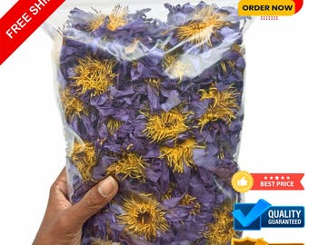 Kwiat niebieskiego lotosu | Nymphaea caerulea | Suszone kwiaty organiczne najwyższej jakości | Herbata niebieska | Herbata ziołowa | Zioła z lilii wodnej zbierane ręcznie