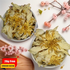 White Lotus Flower | Organic Dried Flowers | Sacred Egypt Nelumbo nucifera Premium Quality Pure Water Lily | Ceylon Natural White Herbal Tea