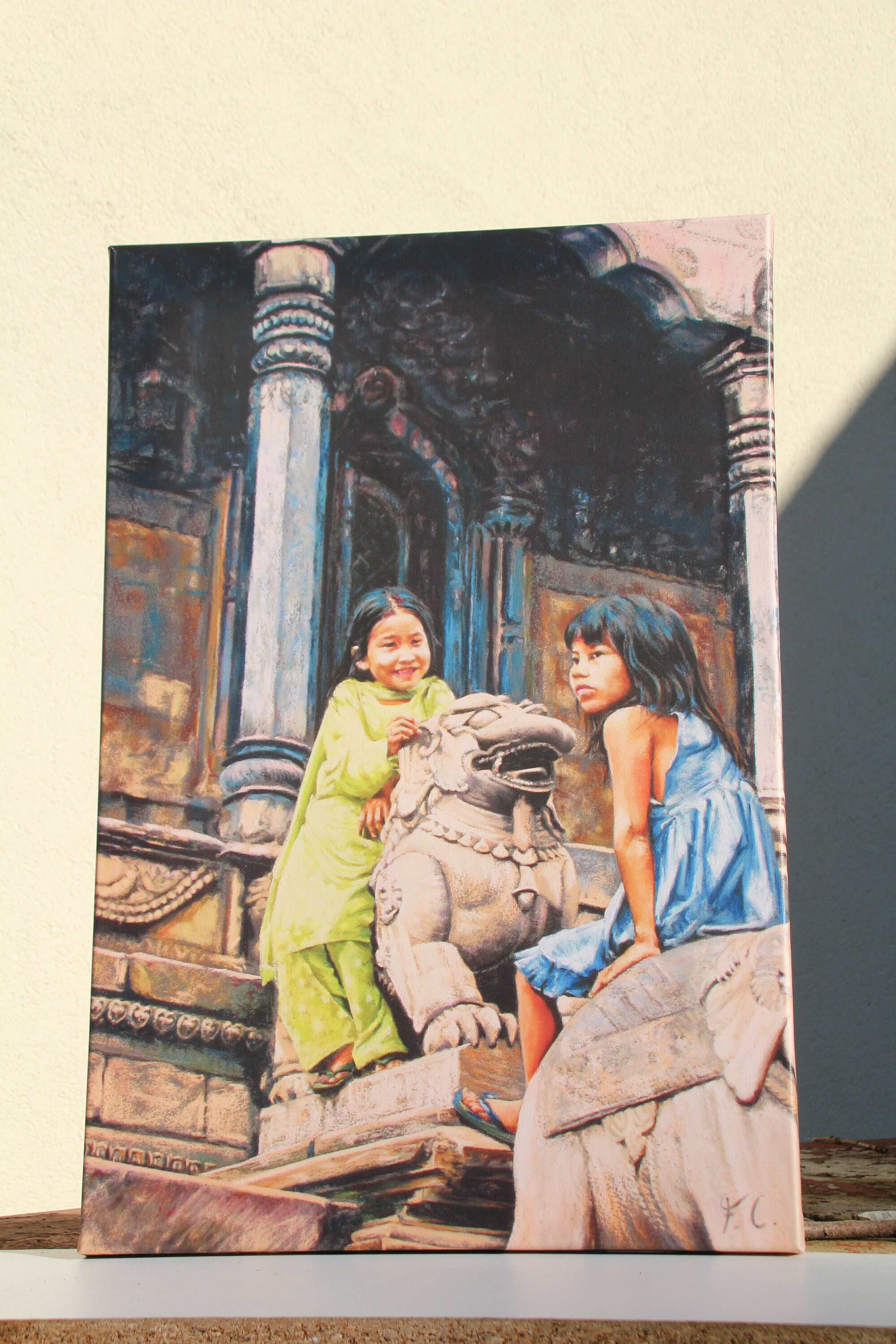 Impression sur Toile de Deux Fillettes Népalaises