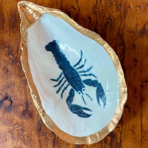Maine Made Blue Lobster Oyster Shell Jewelry Dish