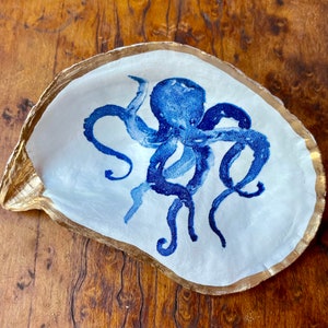 Maine Made Blue Octopus Oyster Shell Dish