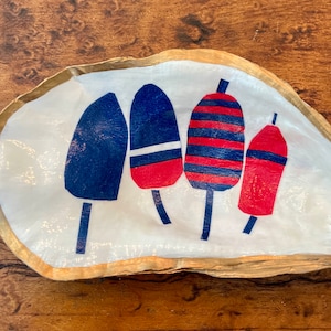 Maine Made Colorful Pot Markers Oyster Shell Jewelry Dish