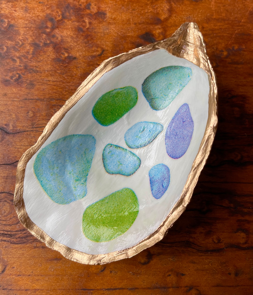 Maine Made Seaglass Oyster Shell Jewelry Dish - Etsy