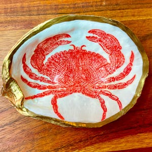 Maine Made Red Crab Oyster Shell Dish