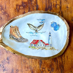Maine Made &quot;I Love Maine&quot; Oyster Shell Jewelry Dish