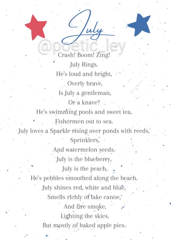 July poem printable Etsy