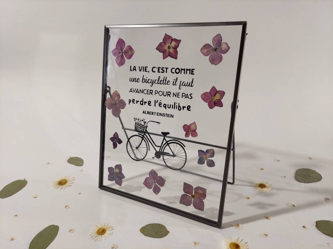 Herbier Citation Vélo/Décoration Murale Fait Main Créatrice Bretonne Fabriqué en France Fleurs Press