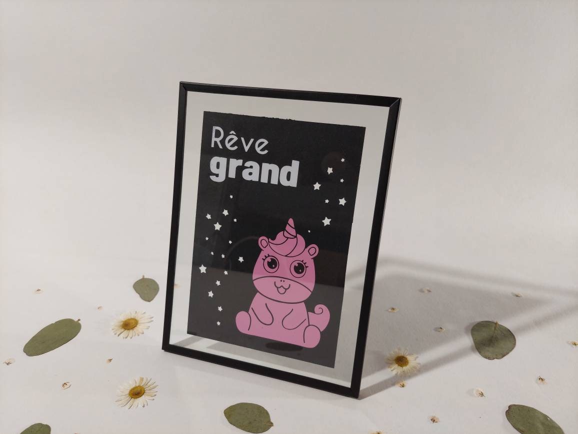 Cadre Enfant Licorne/Décoration Fait Main Créatrice Bretonne Fabriqué en France