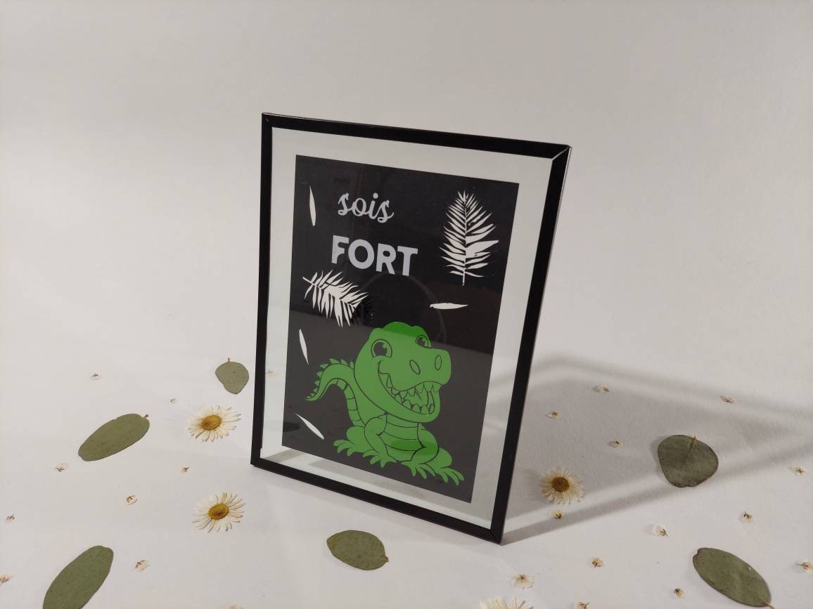 Cadre Enfant Crocodile/Décoration Fait Main Créatrice Bretonne Fabriqué en France