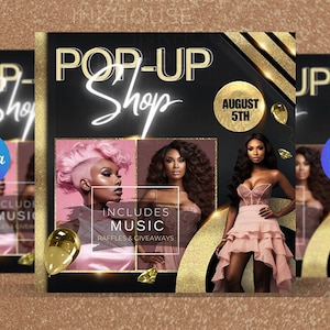 DIY Pop Up Shop Canva Flyer Template, Celebration Flyer, Sip &Shop Flyer, Event Flyer, Hair Flyer, Glam Flyer, Wig Flyer, Social Media