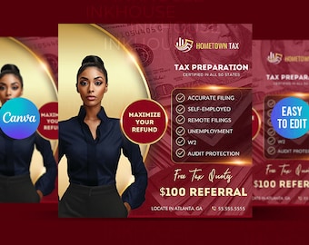 Tax and Accounting DIY Canva Flyer | Premium DIY Canva Flyer Template Design, Professional Tax Flyer, Accounting Flyer, Booking Keeping