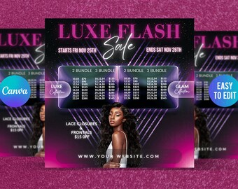 DIY FLASH SALE Canva Flyer Template, Business Special for Hair & Beauty Flyer, Spa Flyer, Sale Flyer, Body Contour, Social Media Flyer