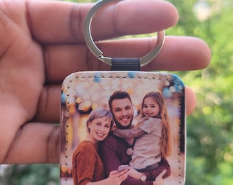 Custom Picture Keychain, Leather Keychain, Personalized Text Keychain, Picture Keychain, Anniversary Gift , Gift For him, Mother‘s day Gifts