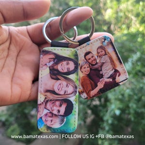 Leather Photo Key Chain Custom Photo Key Chain Boyfriend Gifts Stocking Stuffer Custom Keychains  Keychain photo