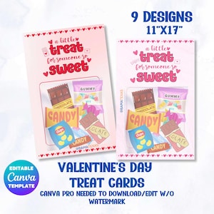 Kaartsjabloon voor 9 valentijnskaarten Jumbo-snack | Sjabloon Jumbo-traktatiekaart in canvas| XL Valentijnscadeaubon | Valentijnscadeau voor kinderen