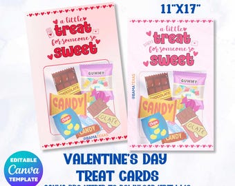 Jumbo Valentine Treat Card Template | 11x17, Editable in Canva (Digital Download)