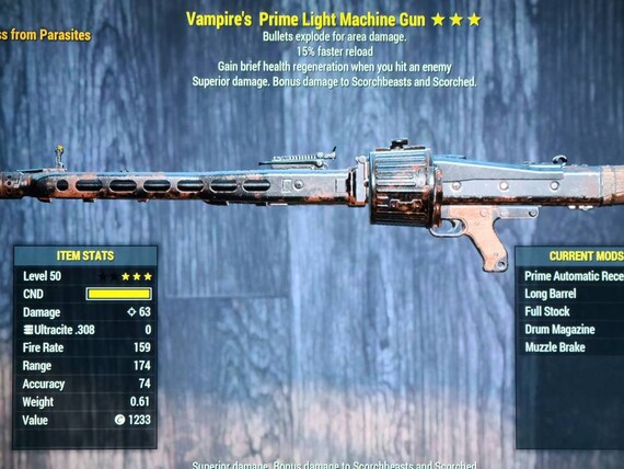 Vampires Explosive Lmg Faster Reload God Roll Fallout 76 Etsy Vampires Explosive Lmg Faster Reload God Roll Fallout 76 Etsy