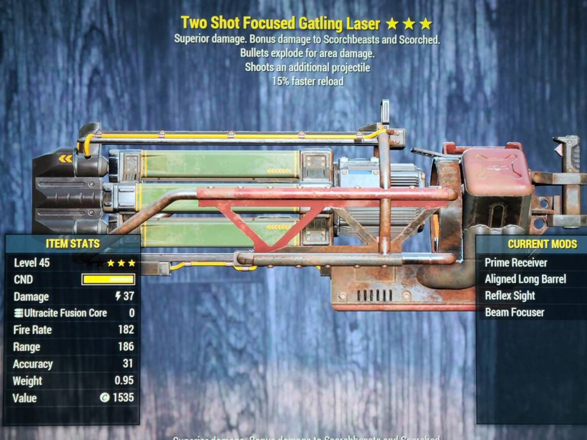 LEGACY TWO SHOT explosive gatling laser faster reload Etsy