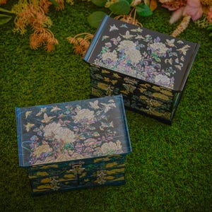 Februar Berg Perlmutt Schmuckschatulle mit 4 Schubladen Erinnerungsbox Geschenke für Frauen, Mutter, Frau, Freundin, Schwester Geburtstagsgeschenke