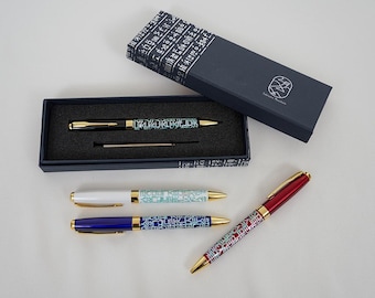 FEBRUARY MOUNTAIN Mother of Pearl Pen – Christmas Gift for Him Her, Birthday Present, Holiday Writing Pen, Unique Gift Box Set