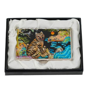 Perlmutt-Visitenkartenetui, traditionelles koreanisches Tiger-Design, professionelles Geschenk für neuen Job, Männer, Frauen, Weihnachten, Geburtstagsgeschenk