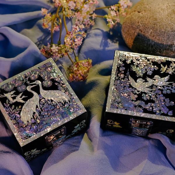 February Mountain Mother of Pearl Small Jewelry Box- Unique Gifts for women & men - Gift ideas Friendship baby gifts bridal shower birthday