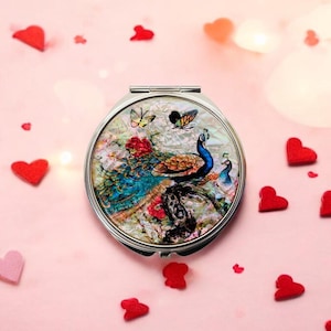Espejo compacto de nácar coreano FEBRUARY MOUNTAIN, elegante espejo de maquillaje portátil con caja de regalo, regalos de cumpleaños y bodas para mujeres