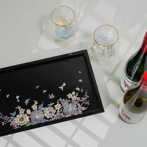 February Mountain Mother of Pearl Tray Serving Tray Unique Design jewelry and coffee tray with modern design valet tray organizer