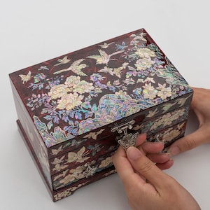 FEBRUARY MOUNTAIN Mother of Pearl Jewelry Box – Korean Crane & Floral ...
